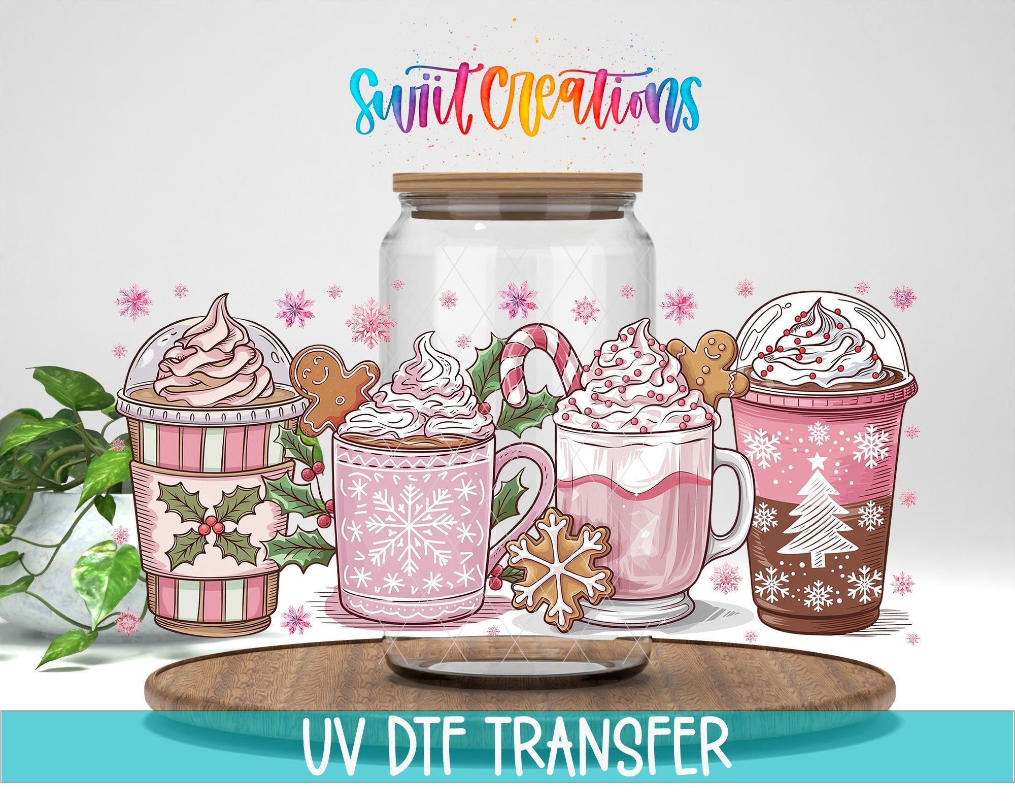 Pink Christmas Cocoa UV DTF Transfer Tumbler Wrap | DTF193 - Swiit Creations