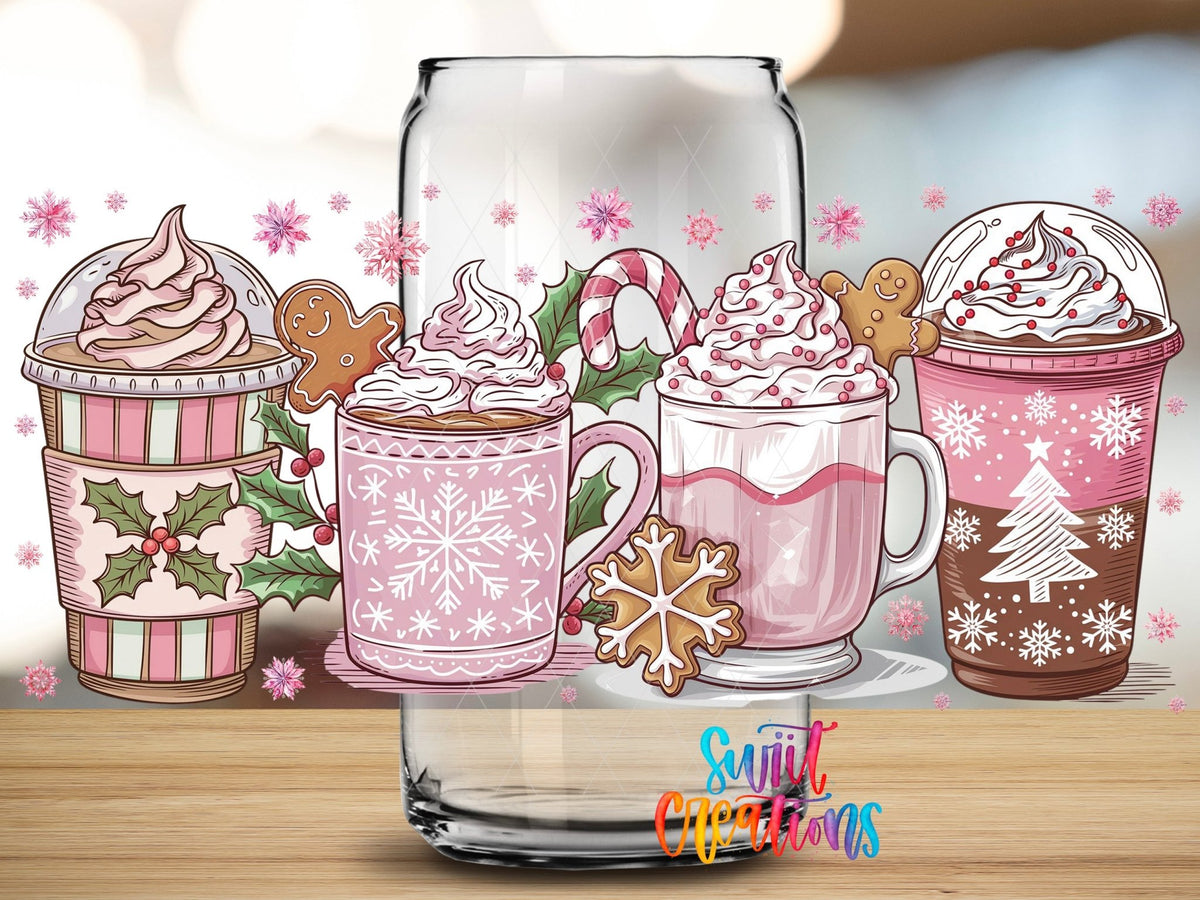 Pink Christmas Cocoa UV DTF Transfer Tumbler Wrap | DTF193 - Swiit Creations