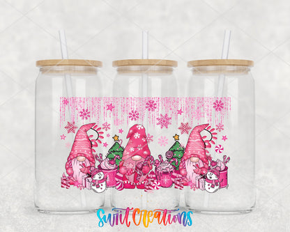 Pink Christmas Gnomes UV DTF Transfer Tumbler Wrap | DTF178 - Swiit Creations