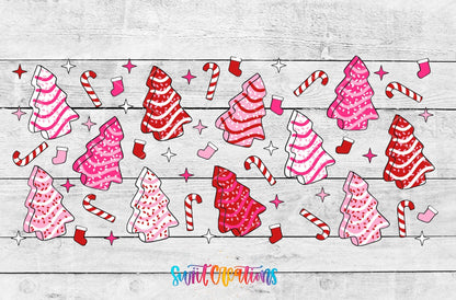 Pink Christmas Tree Cakes UV DTF Transfer Tumbler Wrap | DTF234 - Swiit Creations