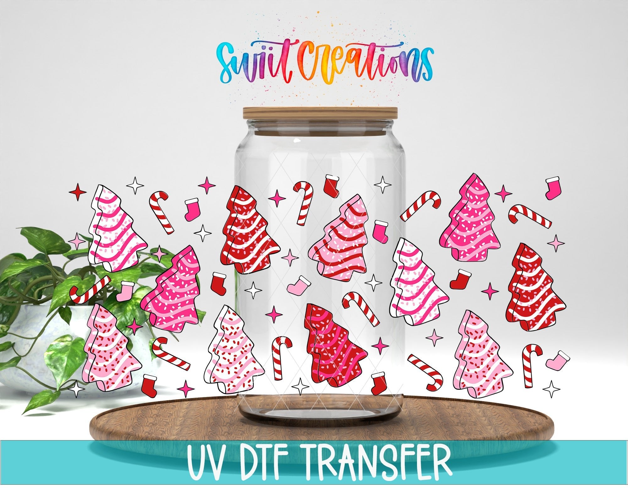 Pink Christmas Tree Cakes UV DTF Transfer Tumbler Wrap | DTF234 - Swiit Creations