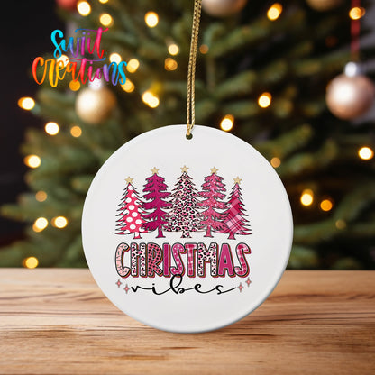 Pink Christmas Vibes Trees UV DTF Ornament Transfer | O-1684 - Swiit Creations