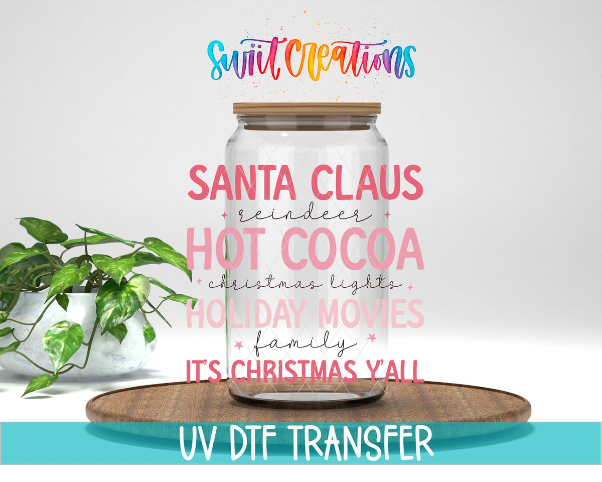 Pink Cozy Hot Cocoa Christmas UV DTF Cup Decal | UV1097 - Swiit Creations