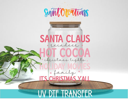 Pink Cozy Hot Cocoa Christmas UV DTF Cup Decal | UV1097 - Swiit Creations