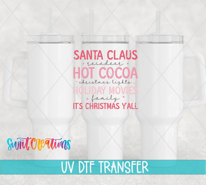 Pink Cozy Hot Cocoa Christmas UV DTF Cup Decal | UV1097 - Swiit Creations