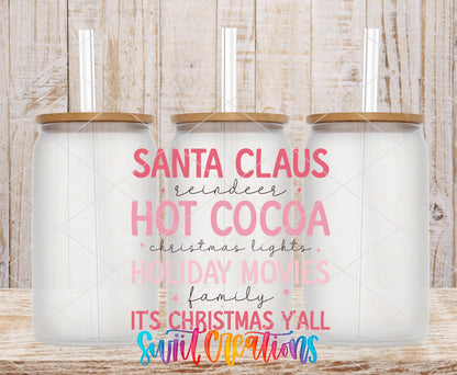 Pink Cozy Hot Cocoa Christmas UV DTF Cup Decal | UV1097 - Swiit Creations