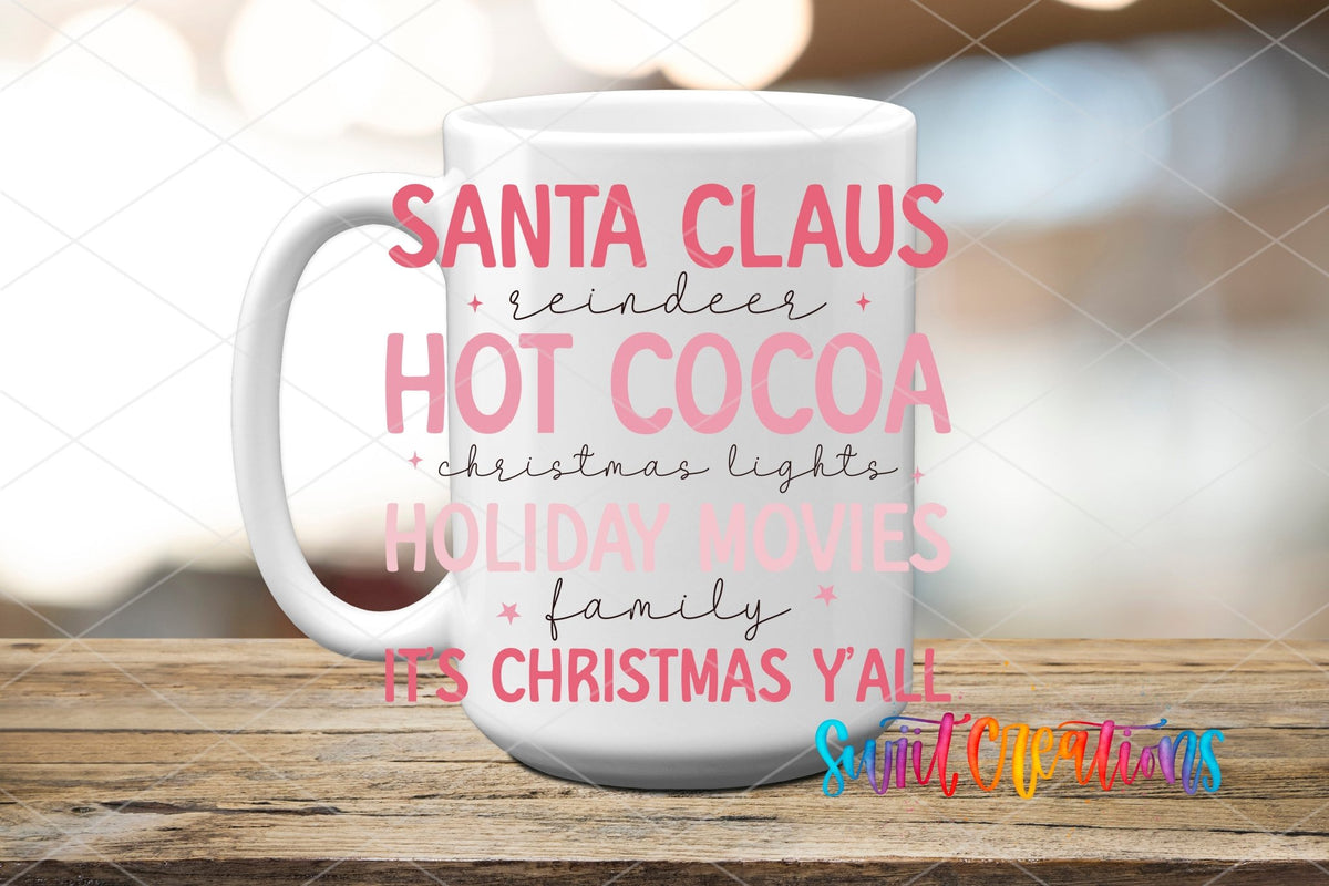 Pink Cozy Hot Cocoa Christmas UV DTF Cup Decal | UV1097 - Swiit Creations