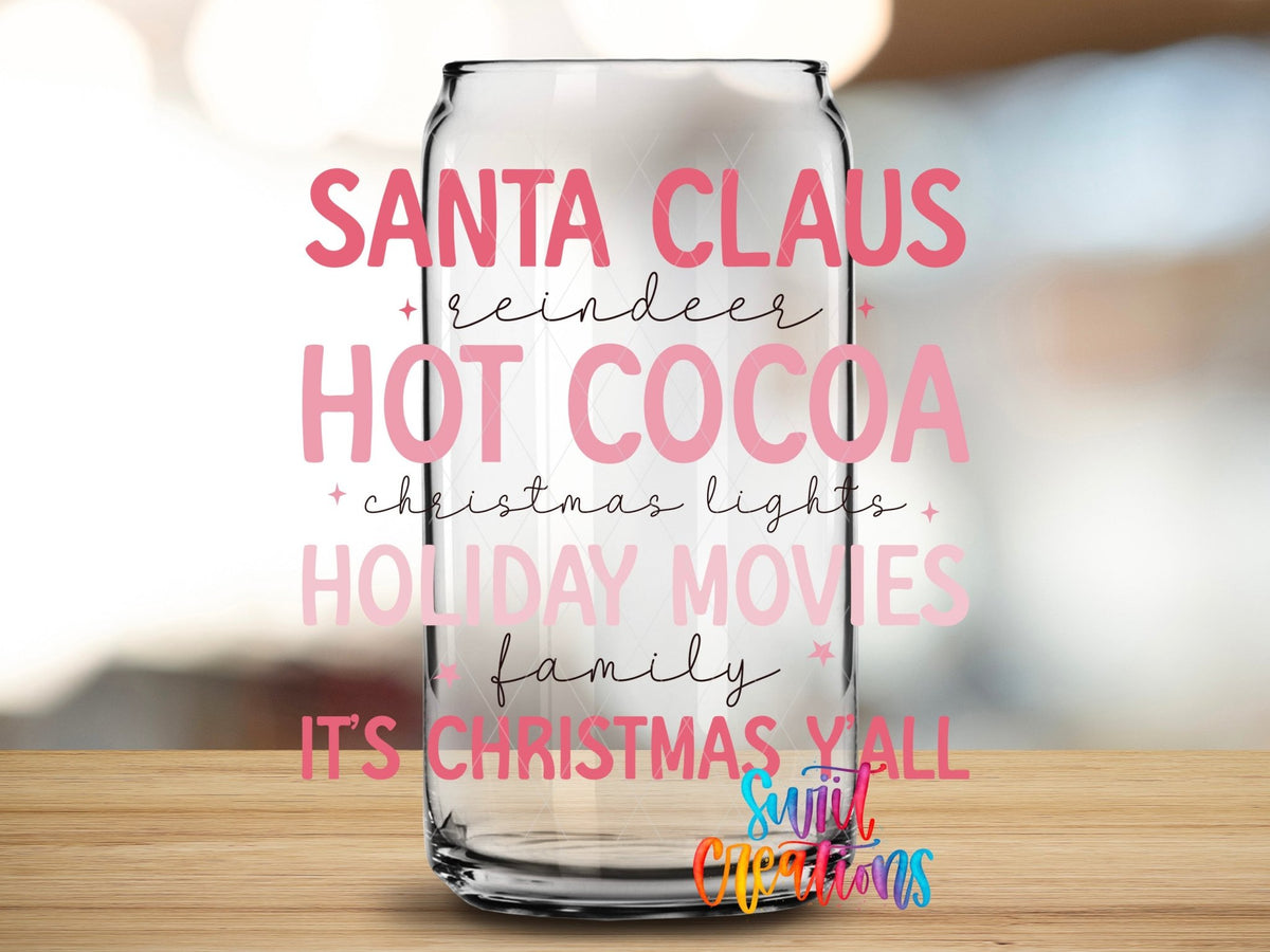 Pink Cozy Hot Cocoa Christmas UV DTF Cup Decal | UV1097 - Swiit Creations