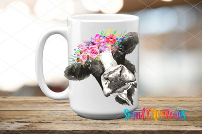 Pink Floral Cow UV DTF Cup Decal | UV613 - Swiit Creations