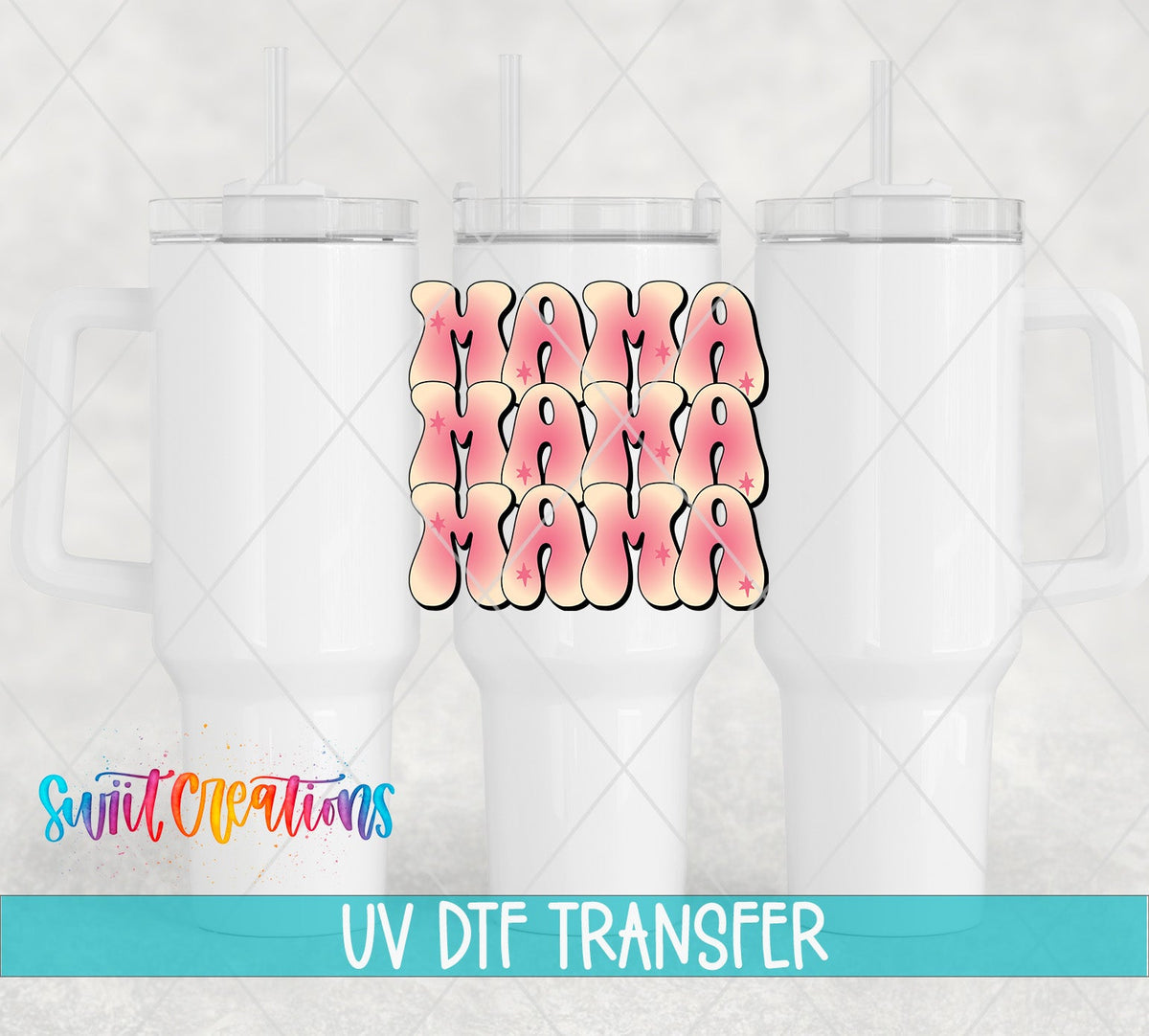 Pink Mama Retro Pink UV DTF Cup Decal | UV891 - Swiit Creations