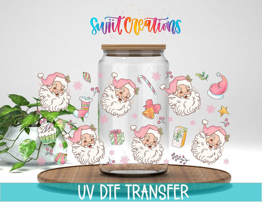 Pink Santa Christmas UV DTF Transfer Tumbler Wrap | DTF233 - Swiit Creations
