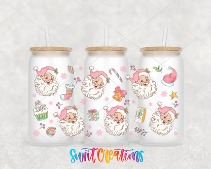 Pink Santa Christmas UV DTF Transfer Tumbler Wrap | DTF233 - Swiit Creations