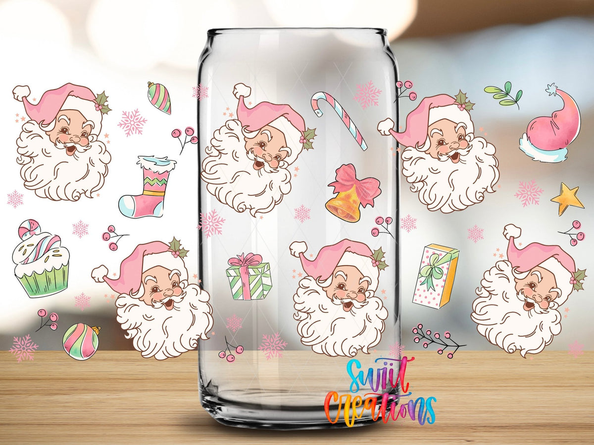 Pink Santa Christmas UV DTF Transfer Tumbler Wrap | DTF233 - Swiit Creations