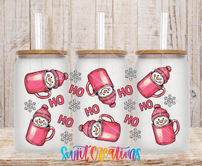 Pink Snowman Mug UV DTF Transfer Tumbler Wrap | Ho Ho Ho Christmas Cup Decal | DTF020 - Swiit Creations