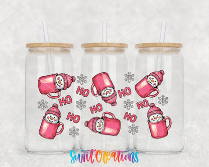 Pink Snowman Mug UV DTF Transfer Tumbler Wrap | Ho Ho Ho Christmas Cup Decal | DTF020 - Swiit Creations