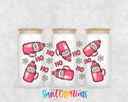 Pink Snowman Mug UV DTF Transfer Tumbler Wrap | Ho Ho Ho Christmas Cup Decal | DTF020 - Swiit Creations