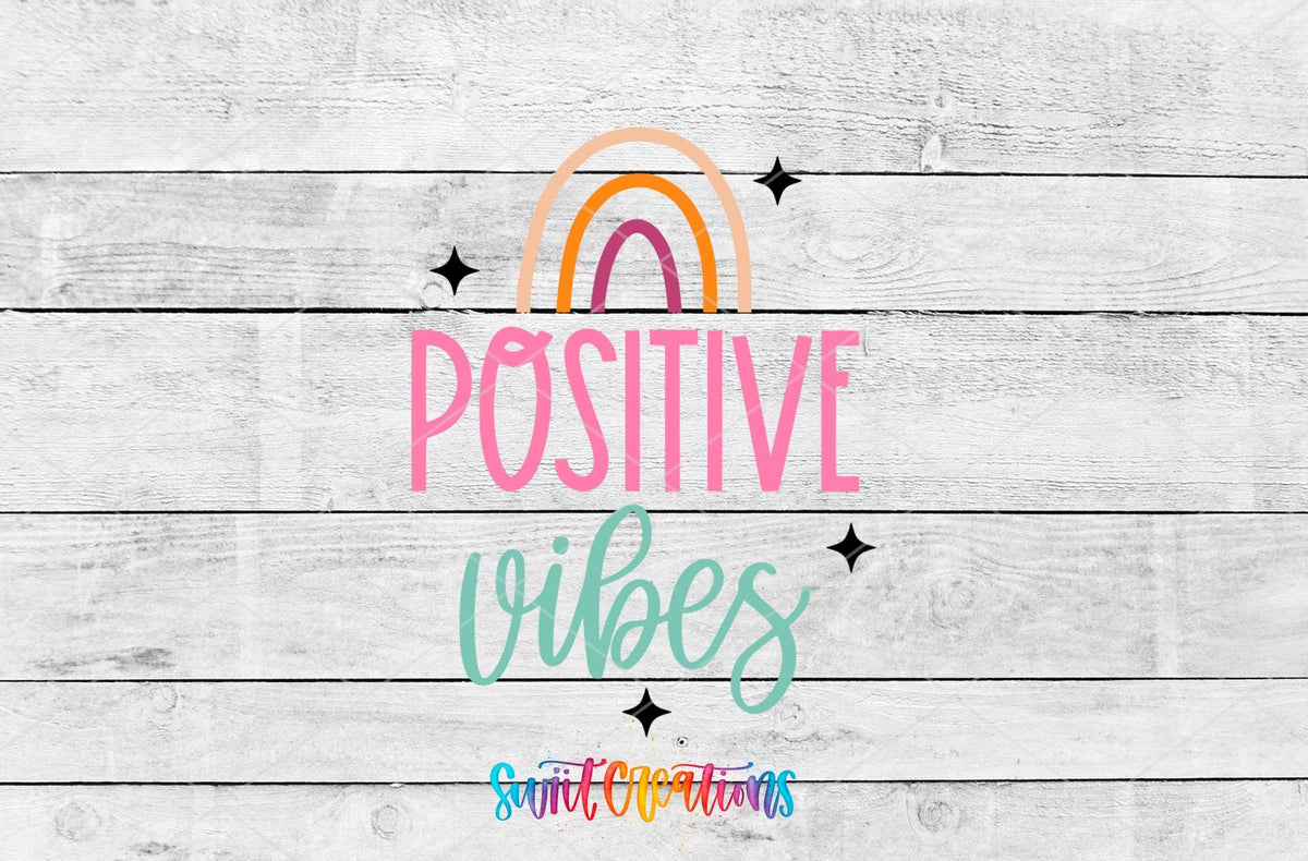 Positive Vibes Rainbow Motel Keychain UV DTF Transfer | Retro Boho Decal | MK2065 - Swiit Creations