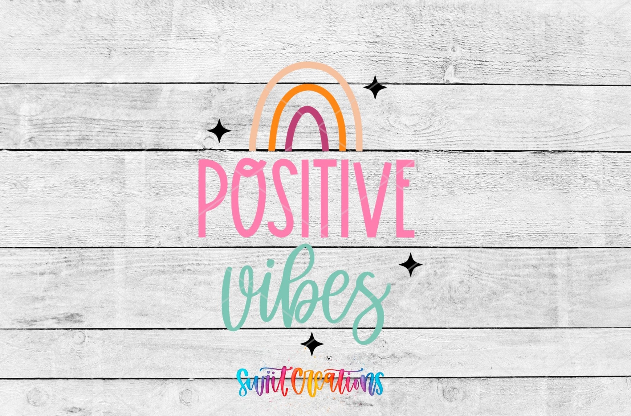 Positive Vibes Rainbow Motel Keychain UV DTF Transfer | Retro Boho Decal | MK2065 - Swiit Creations