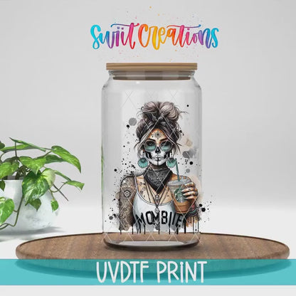 Mombie Skeleton Mom Coffee UV DTF Cup Decal | UV1170