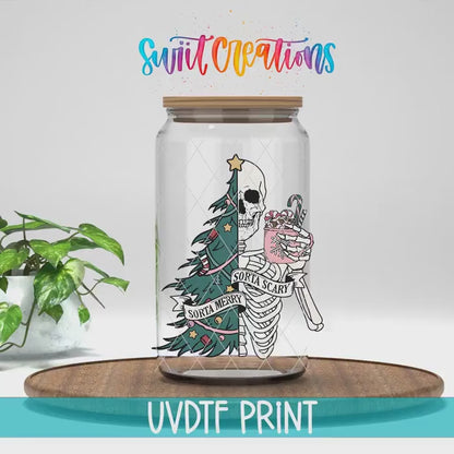 Sorta Merry Sorta Scary Skeleton Christmas UV DTF Cup Decal | UV1025
