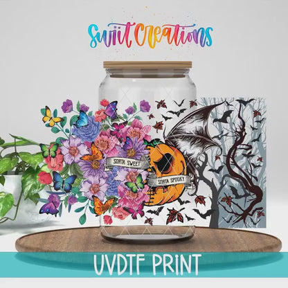 Sorta Sweet Spooky Floral Pumpkin UV DTF Transfer Tumbler Wrap | DTF070