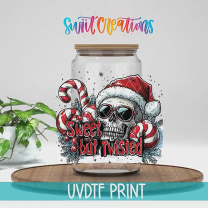 Sweet But Twisted Christmas Skull UV DTF Cup Decal | UV1189