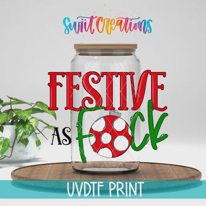 Festive As F Christmas UV DTF Cup Decal | UV1693