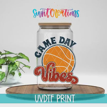 Game Day Vibes Basketball UV DTF Cup Decal | UV143