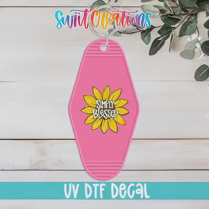 Simply Blessed Motel Keychain UV DTF Transfer | Sunflower Faith Design | MK831