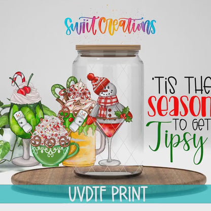 Tis The Season To Get Tipsy Christmas UV DTF Transfer Tumbler Wrap | DTF189