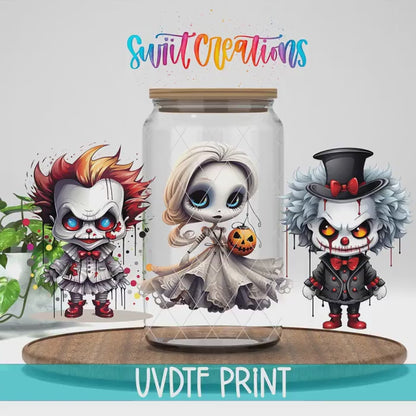 Scary Creature Doll Halloween UV DTF Transfer Tumbler Wrap | DTF144