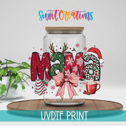 Christmas Mama Bow Hot Cocoa UV DTF Cup Decal | UV1206