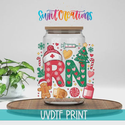RN Christmas Nurse UV DTF Cup Decal | UV1210