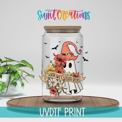 Sorta Sweet Spooky Ghost Floral Halloween UV DTF Cup Decal | UV947