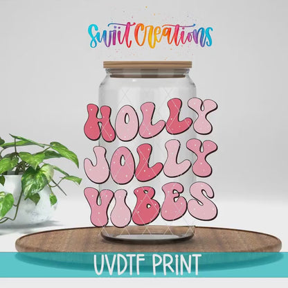 Holly Jolly Vibes Christmas UV DTF Cup Decal | UV1154