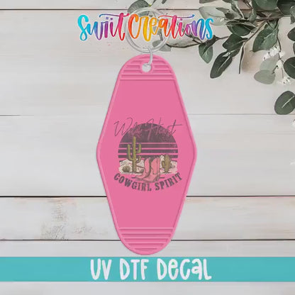 Wild Heart Cowgirl Spirit Motel Keychain UV DTF Transfer | Western Desert Design | MK1521