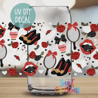 Valentine Roses and Mirror Gothic UV DTF Transfer Tumbler Wrap | DTF326