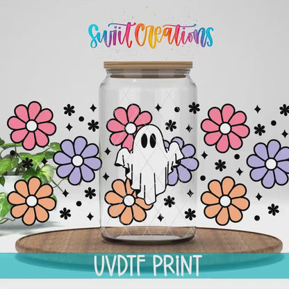 Ghost Floral Retro UV DTF Transfer Tumbler Wrap | DTF031
