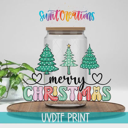 Merry Christmas Colorful Polka Dot Trees UV DTF Wrap | DTF231