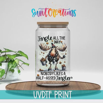 Jingle All The Way Moose Christmas UV DTF Cup Decal | UV1020
