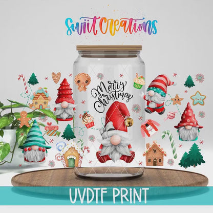 Merry Christmas Gnome UV DTF Transfer Tumbler Wrap | DTF135