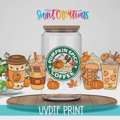 Pumpkin Spice Coffee Fall UV DTF Transfer Tumbler Wrap | DTF146