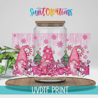 Pink Christmas Gnomes UV DTF Transfer Tumbler Wrap | DTF178