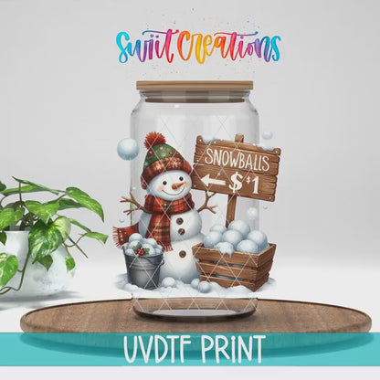 Snowballs Snowman Christmas UV DTF Cup Decal | UV1194