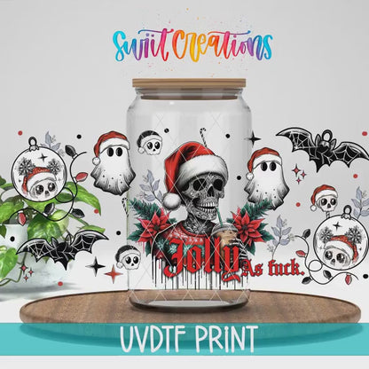 Jolly As F Skeleton Ghost Christmas UV DTF Transfer Tumbler Wrap | DTF194