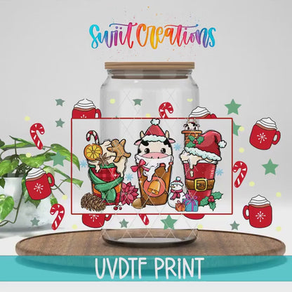 Christmas Coffee Cow UV DTF Transfer Tumbler Wrap | DTF168