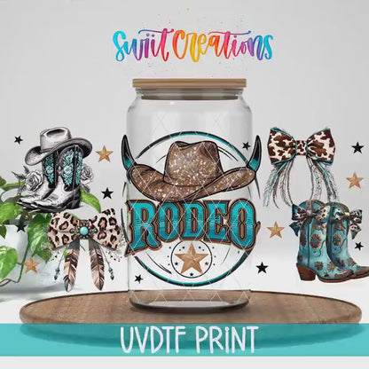 Rodeo Western UV DTF Decal | Cowgirl Boots Bow Cowboy Hat Cup Transfer | DTF285