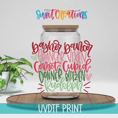 Reindeer Names Christmas UV DTF Cup Decal | UV299