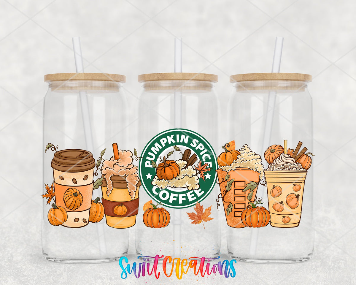Pumpkin Spice Coffee Fall UV DTF Transfer Tumbler Wrap | DTF146 - Swiit Creations