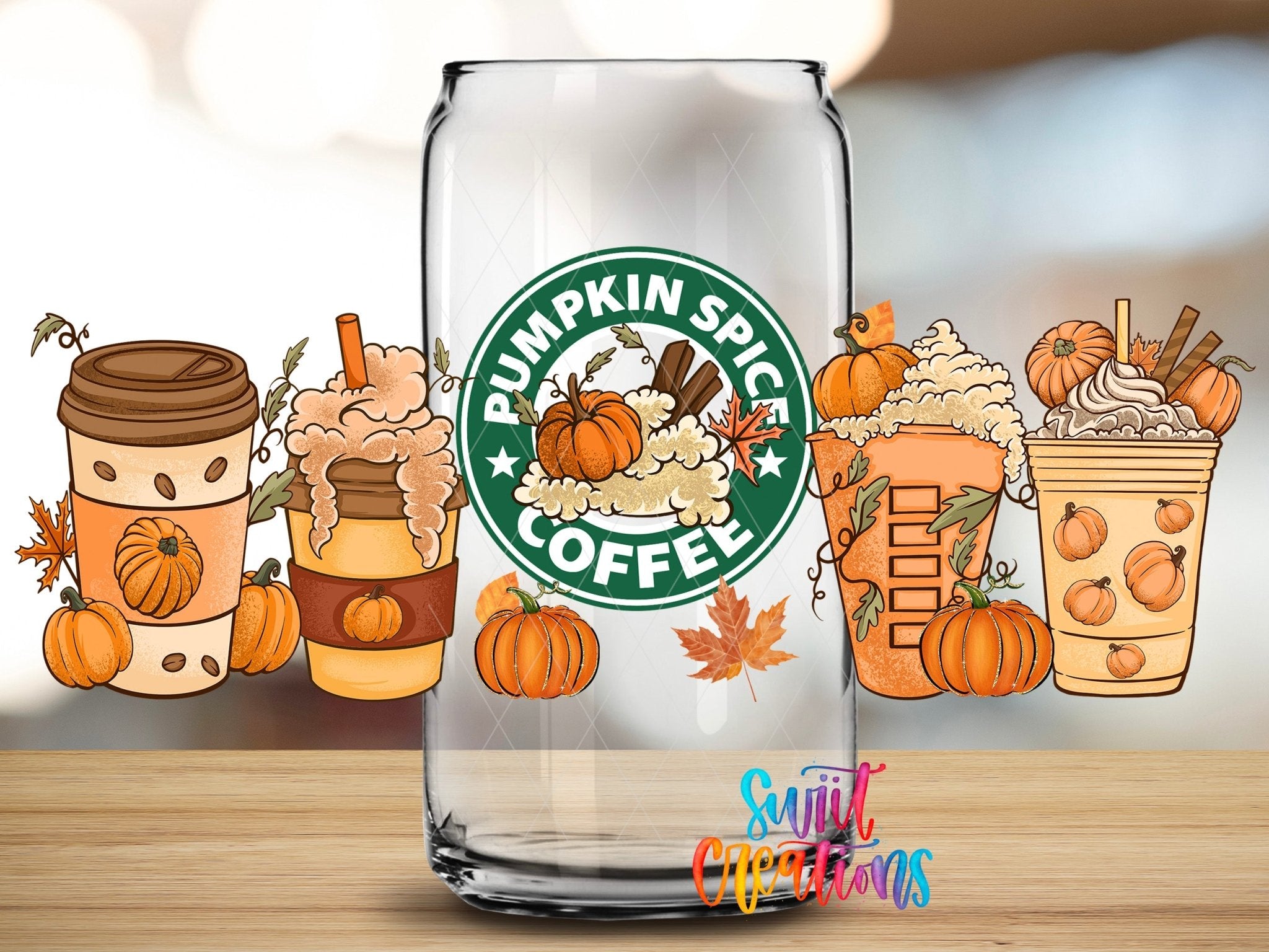 Pumpkin Spice Coffee Fall UV DTF Transfer Tumbler Wrap | DTF146 - Swiit Creations